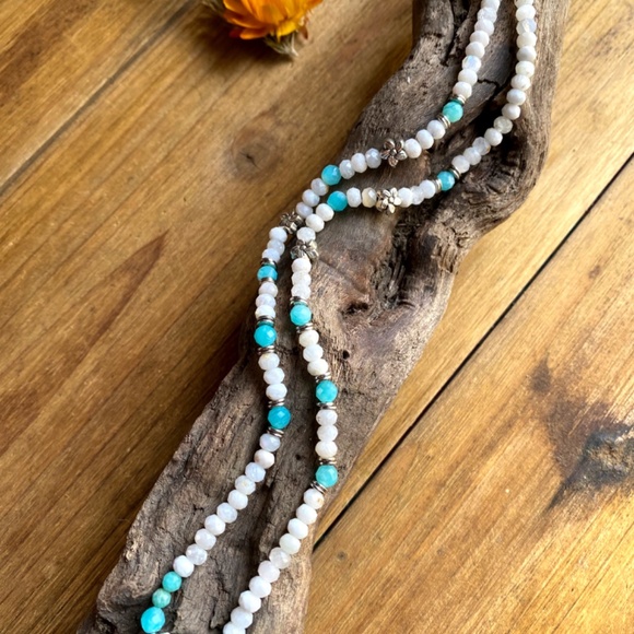 Moonstone + Amazonite + Blue Apatite Gemstone Necklace - Picture 10 of 10